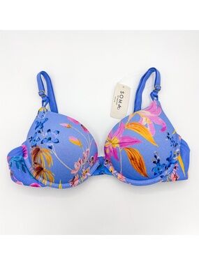 Soma Blooming Tropical Blue Embraceable Tailored Push-Up Bra